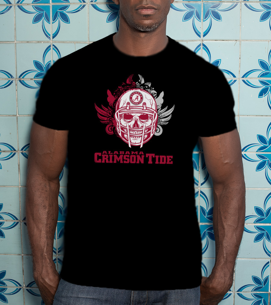 Alabama Crimson Tide Skull Football Helmet T-Shirt