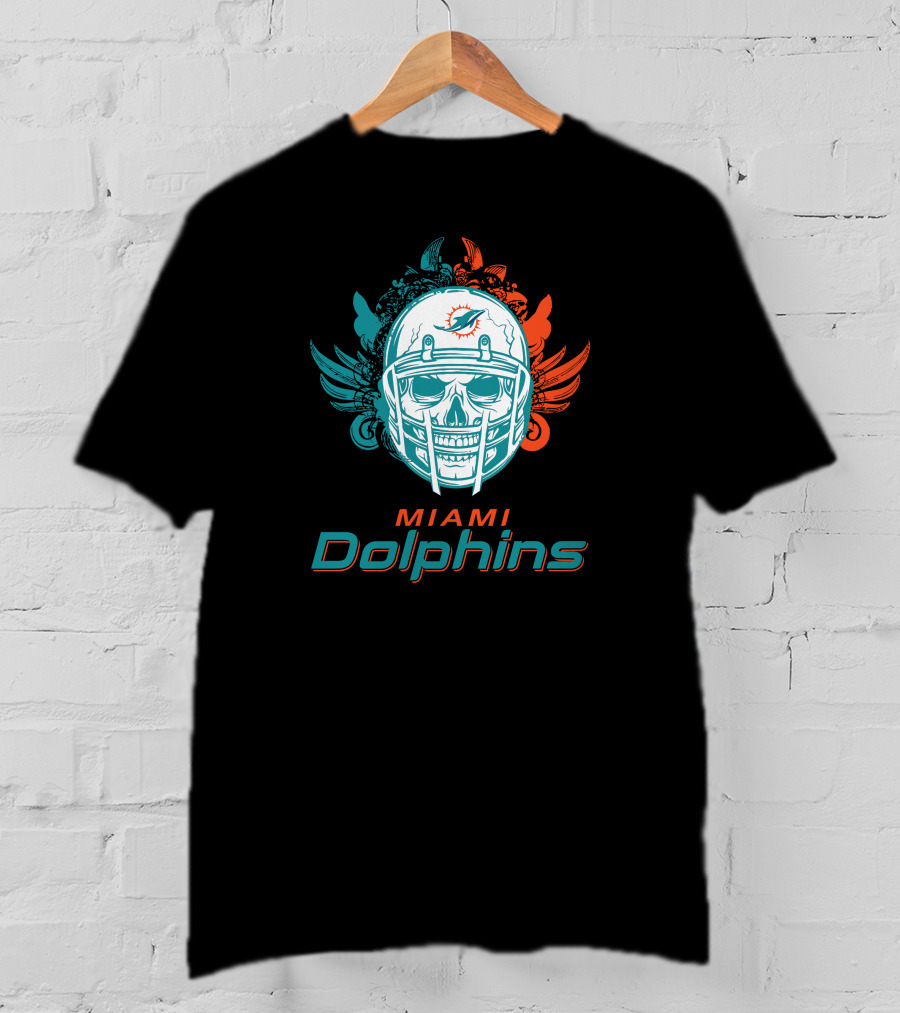 Miami Dolphins Skull Helmet T-Shirt
