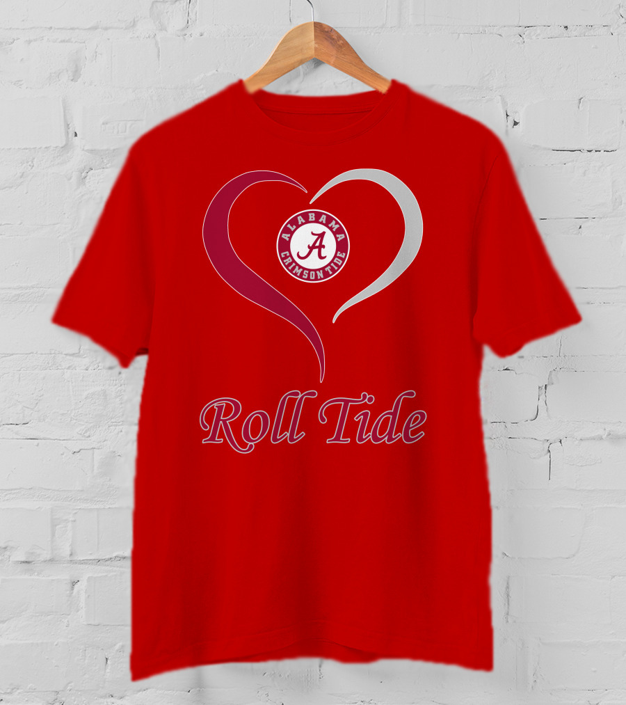 Alabama Crimson Tide Roll Tide Heart T-Shirt