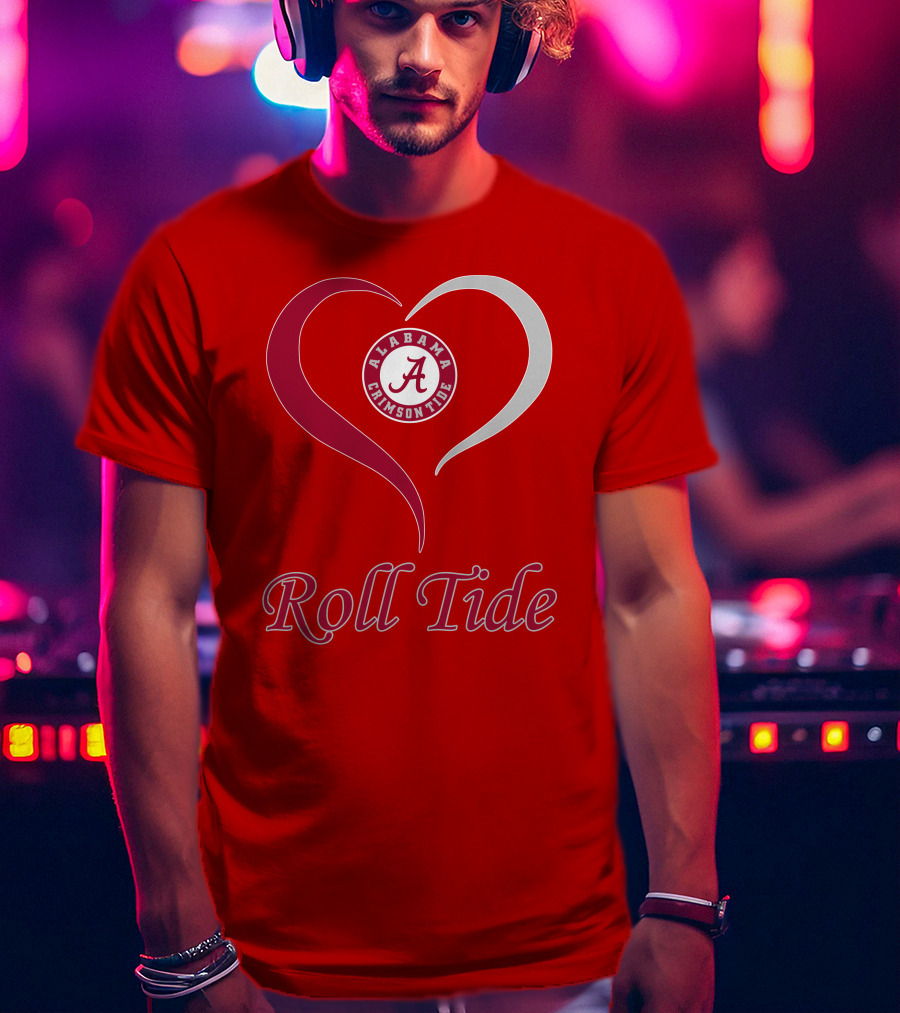 Alabama Crimson Tide Roll Tide Heart T-Shirt
