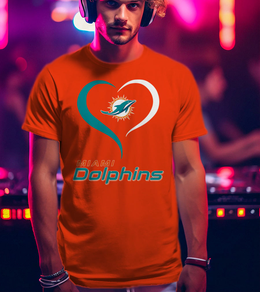 Miami Dolphins Heart T-Shirt