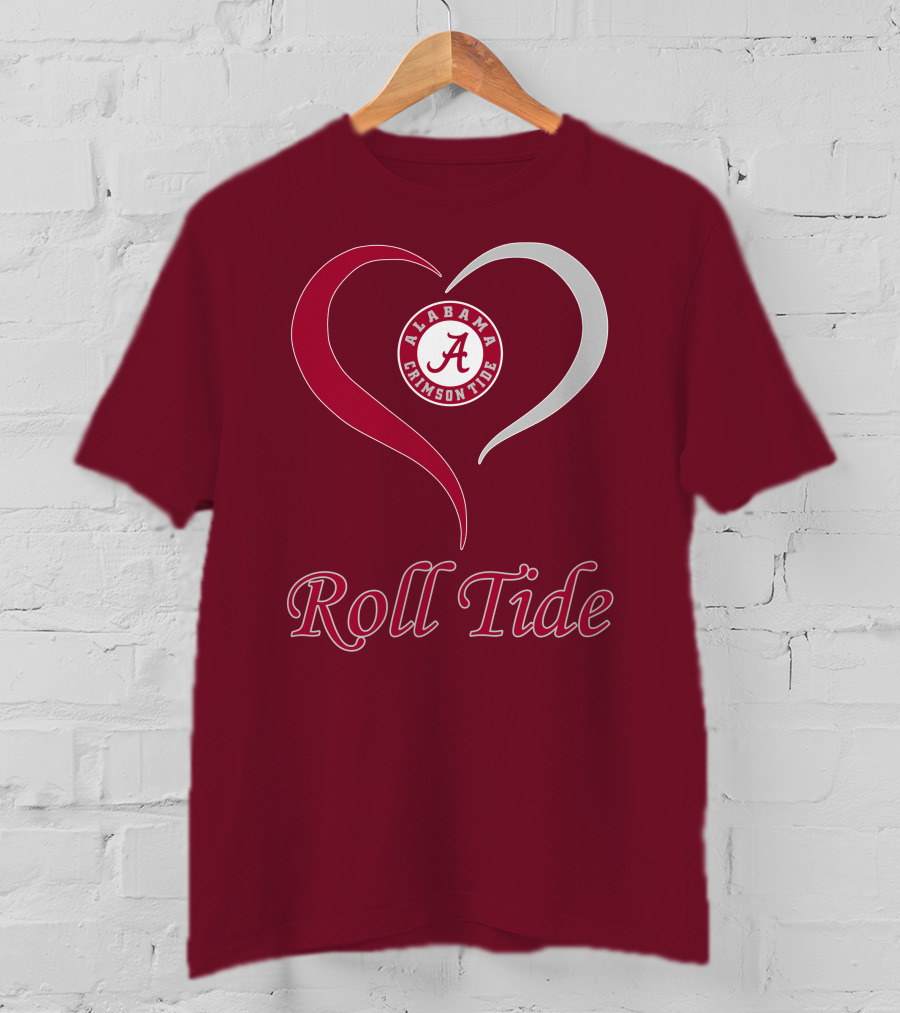 Alabama Crimson Tide Heart Roll Tide T-Shirt