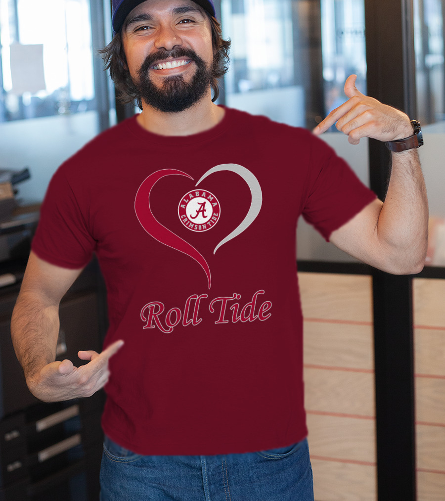 Alabama Crimson Tide Heart Roll Tide T-Shirt