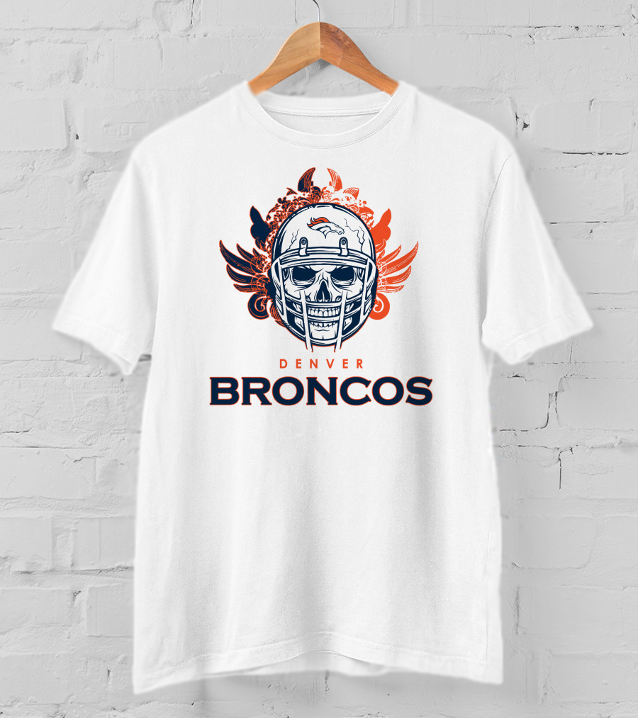 Denver Broncos Skull Helmet Wings T-Shirt