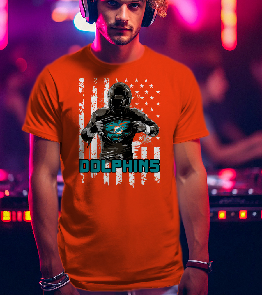 Dolphins Superhero Unveiling Miami Pride Flag T-Shirt