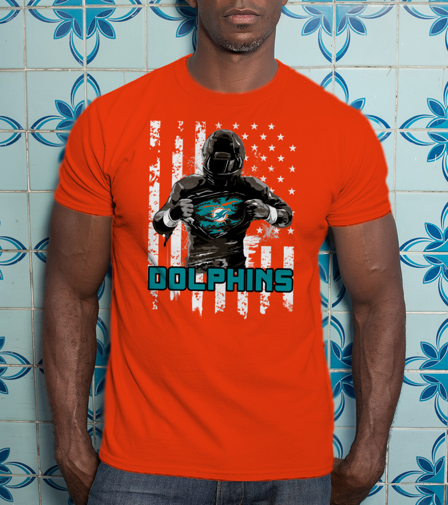 Dolphins Superhero Unveiling Miami Pride Flag T-Shirt