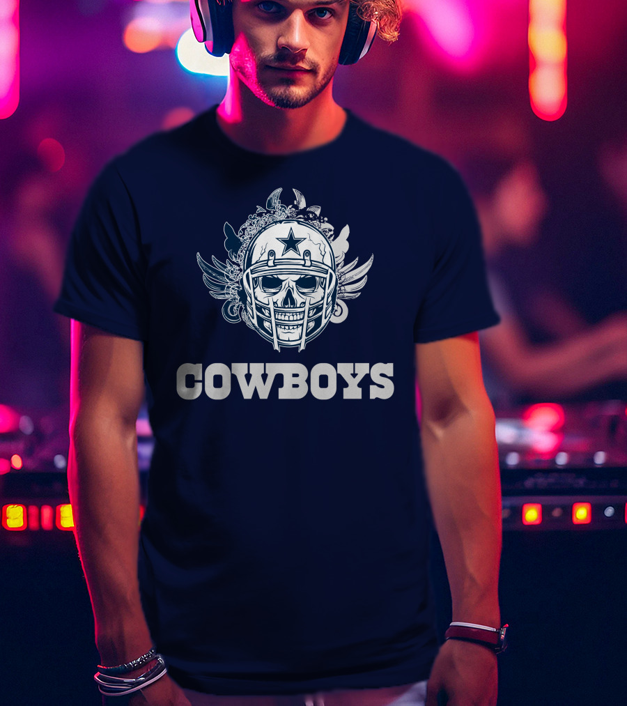 Cowboys Skull Helmet Star Wings T-Shirt