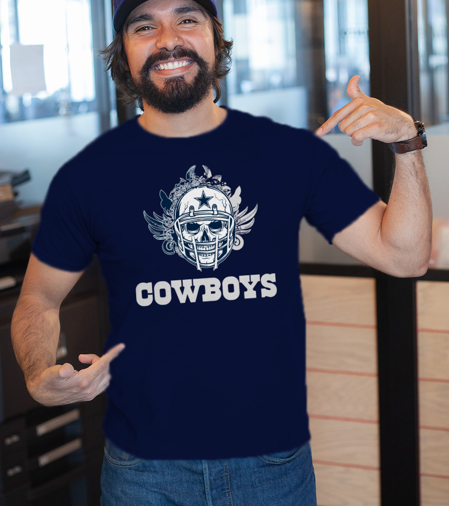 Cowboys Skull Helmet Star Wings T-Shirt