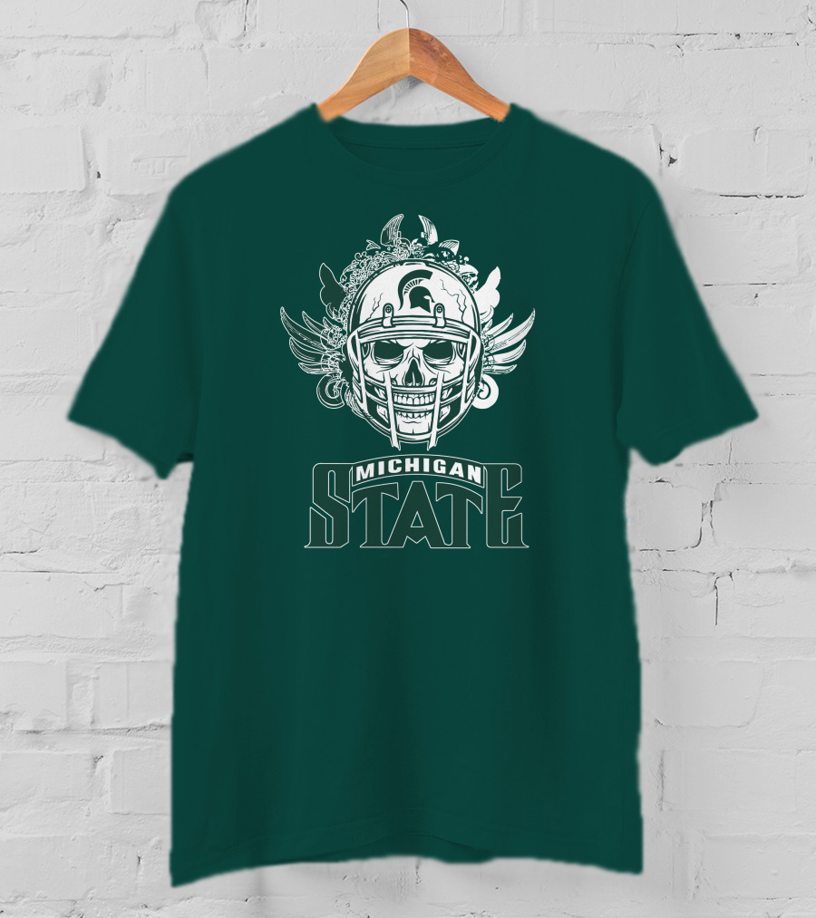 Michigan State Spartans Skull Helmet T-Shirt