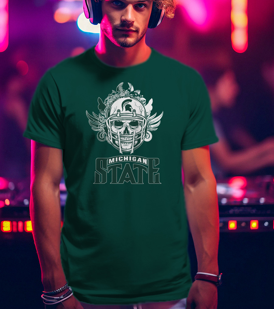 Michigan State Spartans Skull Helmet T-Shirt