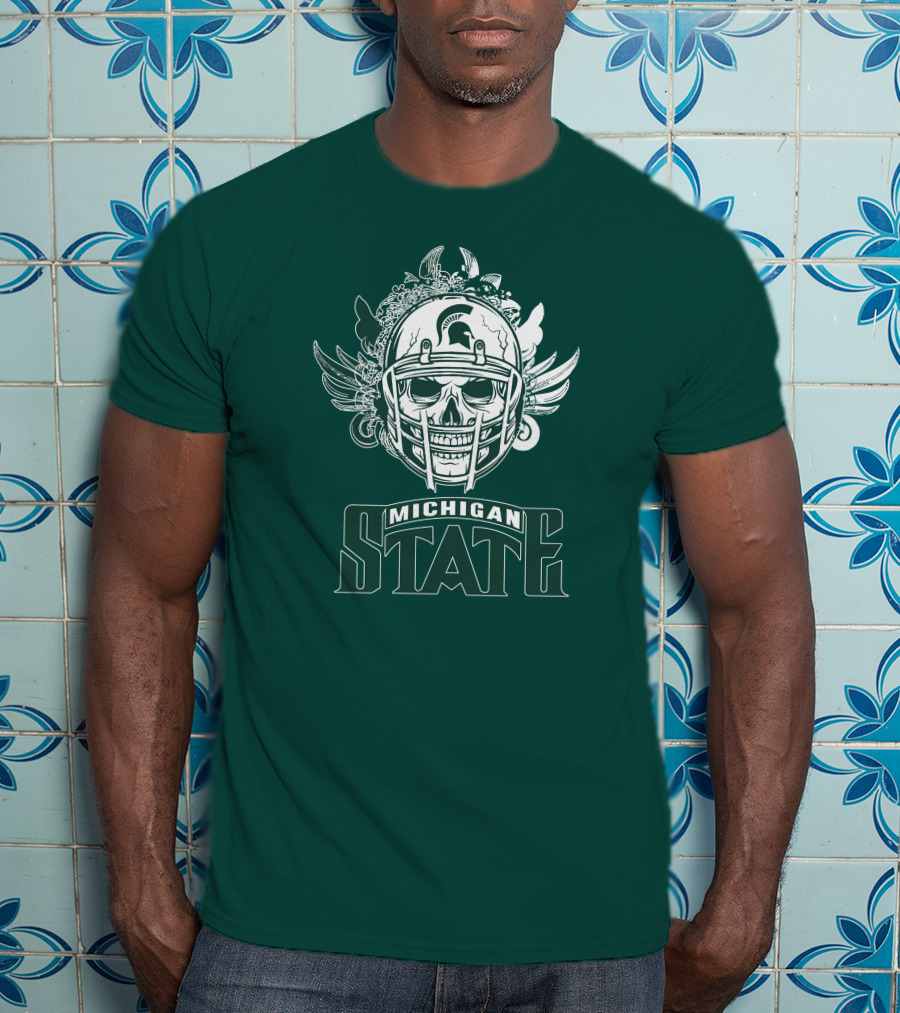 Michigan State Spartans Skull Helmet T-Shirt