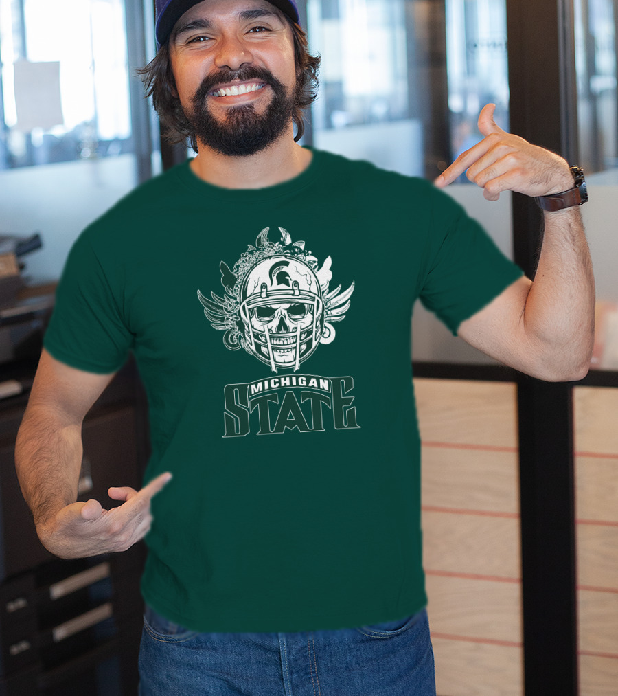 Michigan State Spartans Skull Helmet T-Shirt