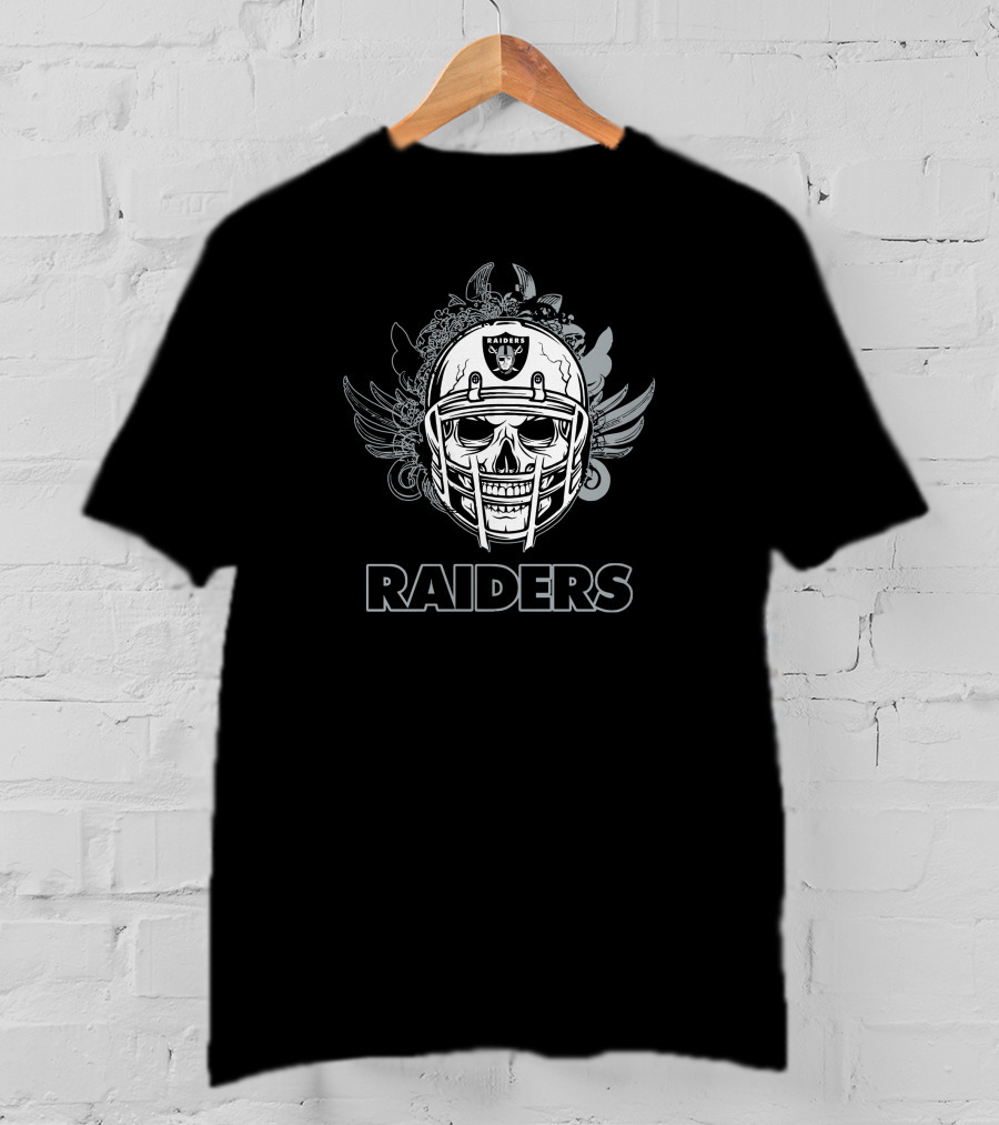 Las Vegas Raiders Skull Helmet With Wings And Floral Elements T-Shirt