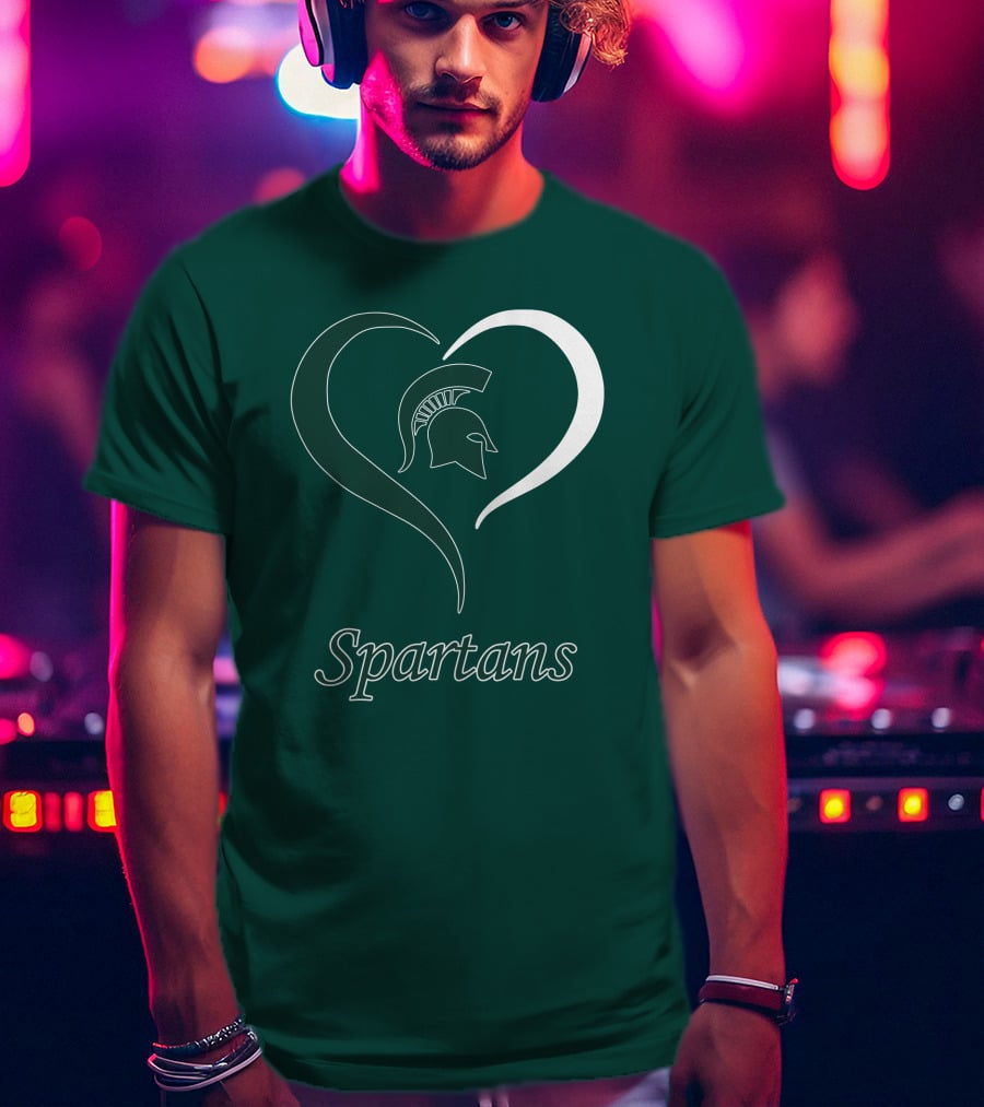 Spartans Heart Michigan State Spartan Helmet T-Shirt