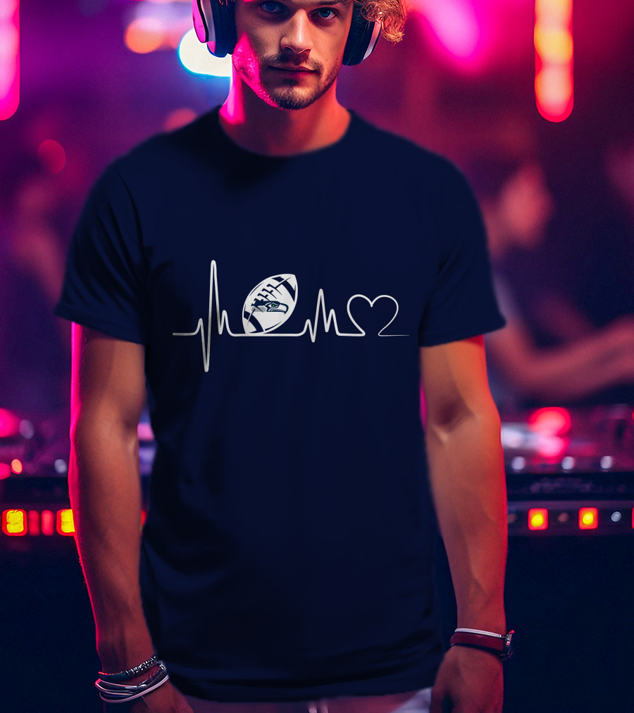 Seattle Seahawks Heartbeat Football T-Shirt