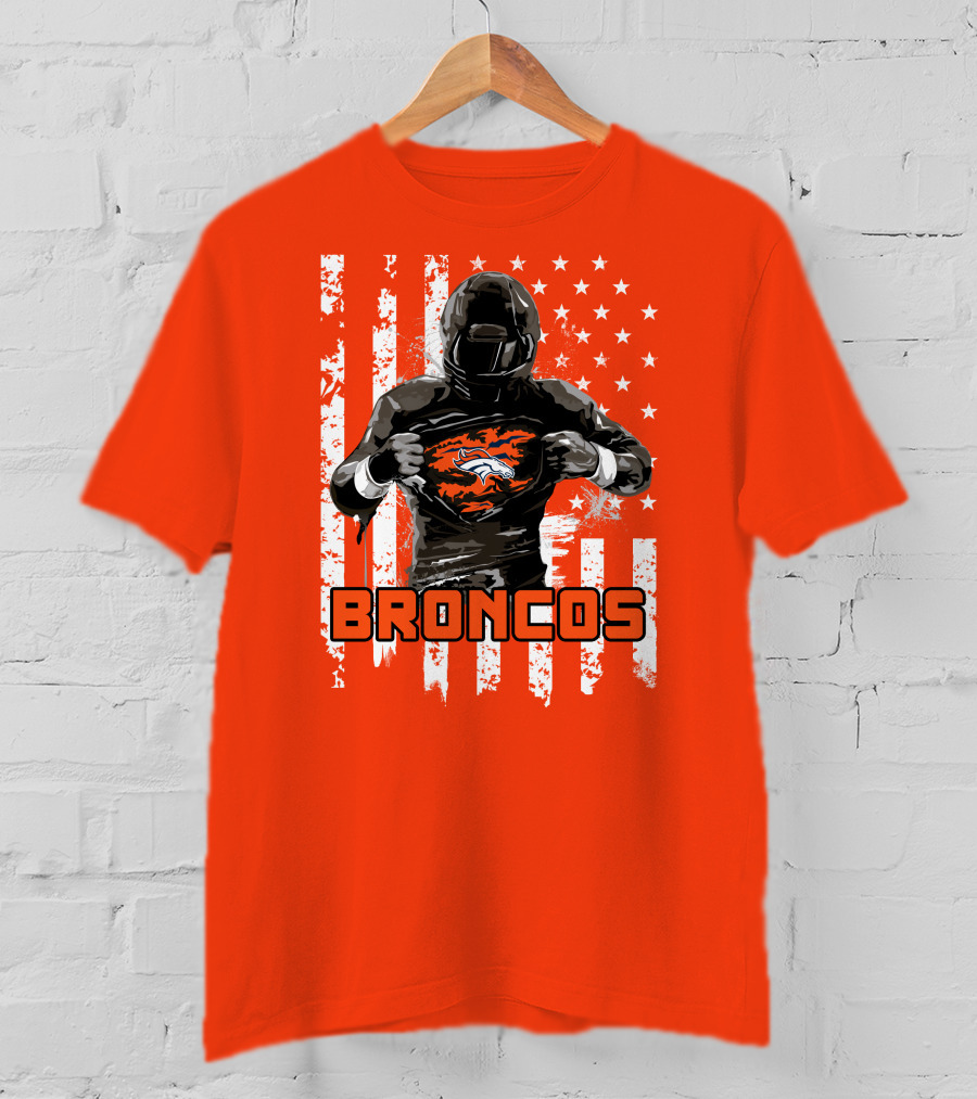 Denver Broncos Football Player American Flag T-Shirt