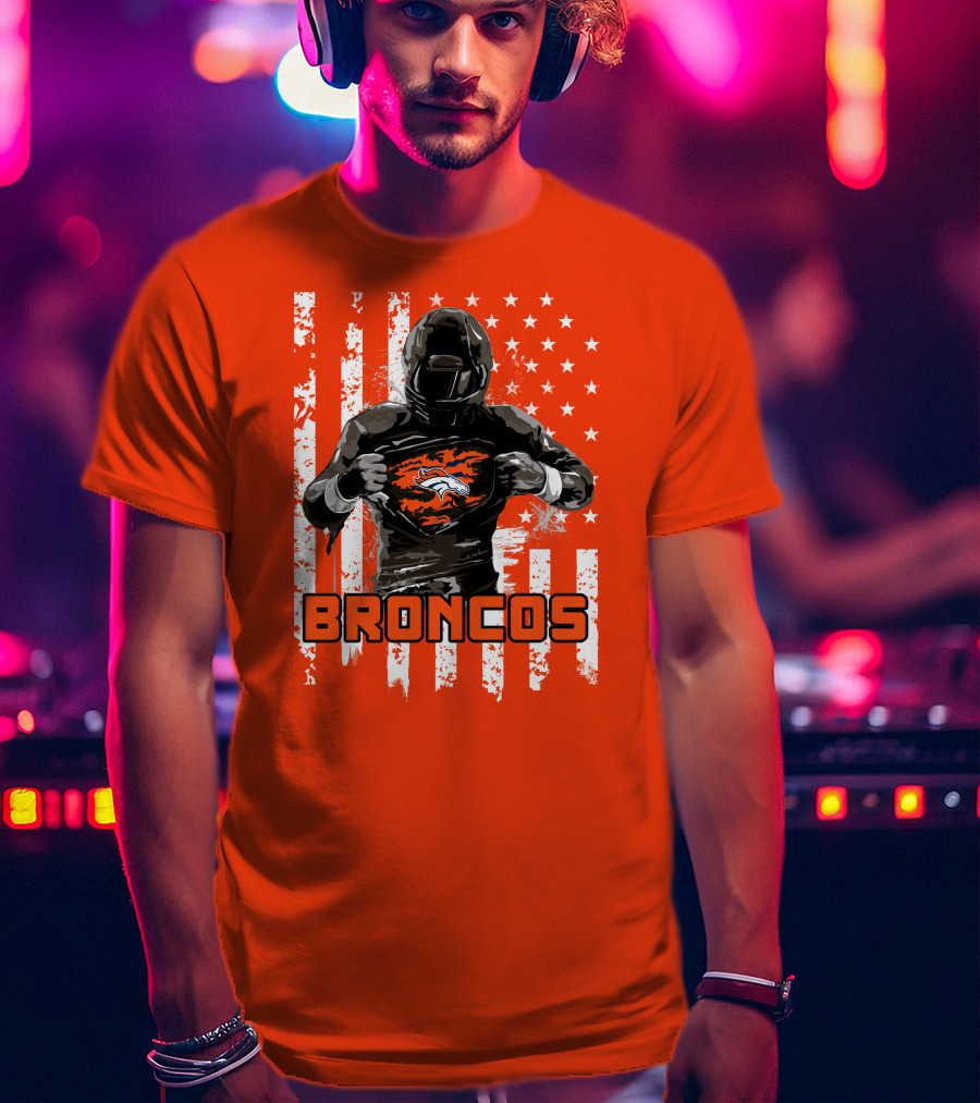 Denver Broncos Football Player American Flag T-Shirt