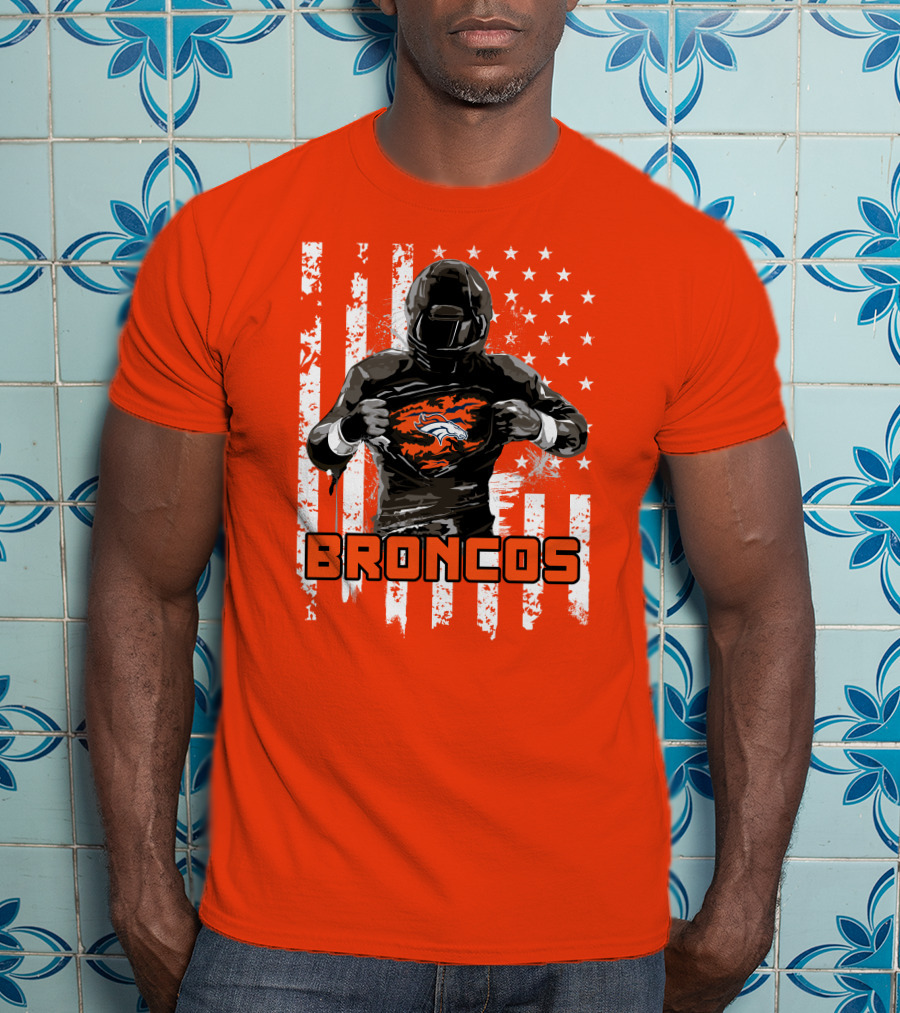 Denver Broncos Football Player American Flag T-Shirt