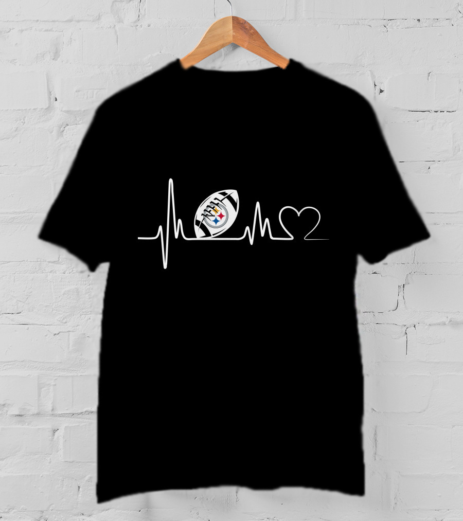 Pittsburgh Steelers Heartbeat Football Logo Passion T-Shirt