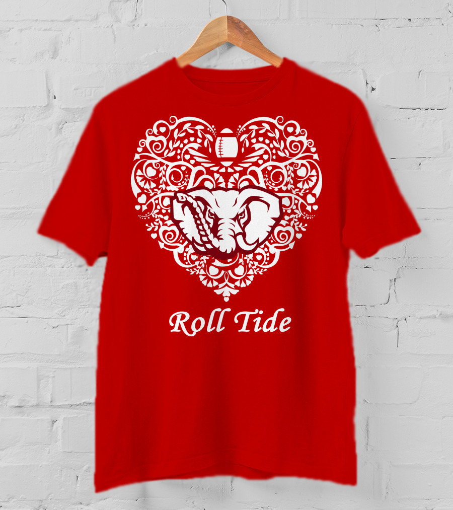 Roll Tide Alabama Crimson Tide Heart T-Shirt