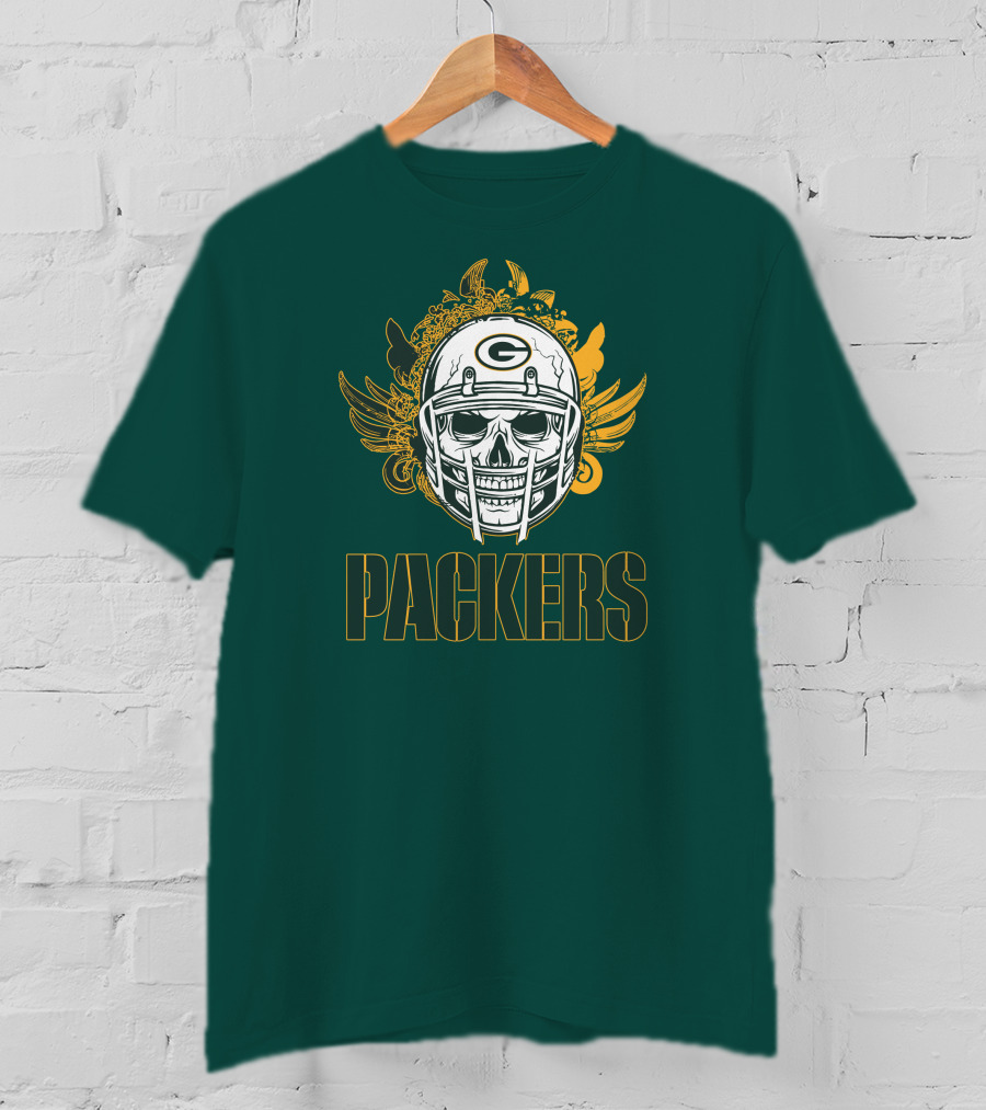 Packers Skull Helmet With Green Bay Logo Elements T-Shirt