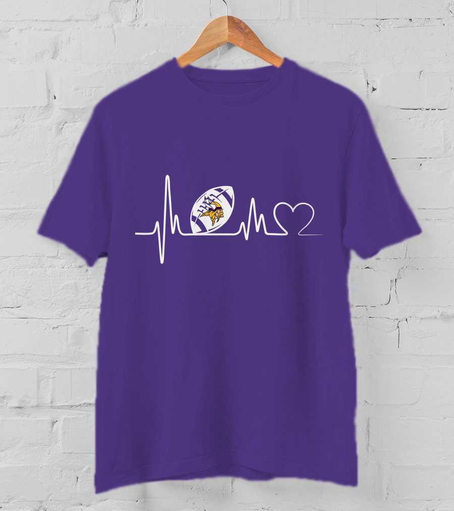Minnesota Vikings Heartbeat Football And Love T-Shirt