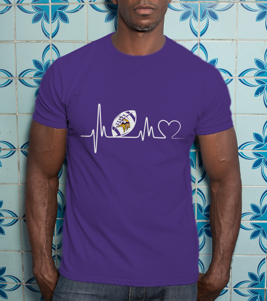 Minnesota Vikings Heartbeat Football And Love T-Shirt