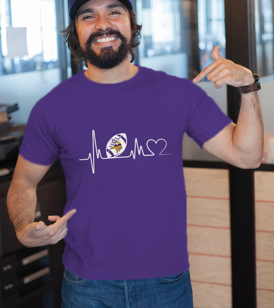 Minnesota Vikings Heartbeat Football And Love T-Shirt