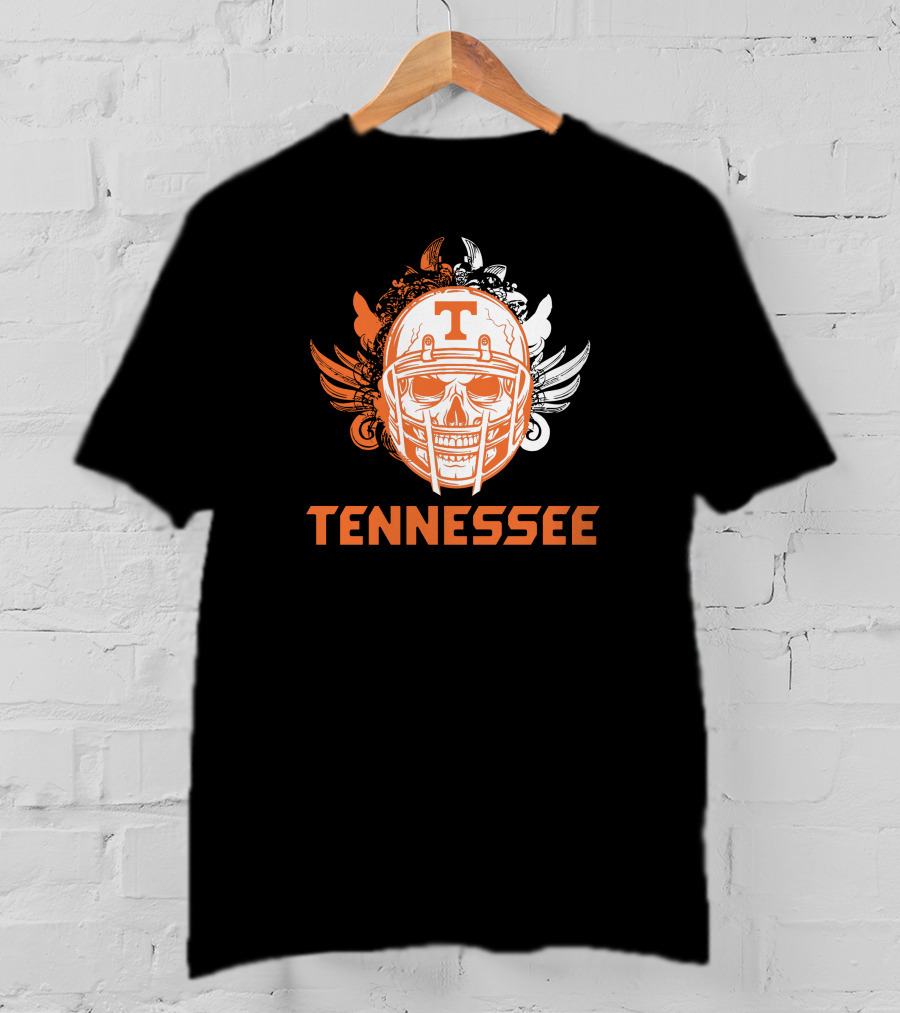 Tennessee Volunteers Skull Helmet Football Wings T-Shirt