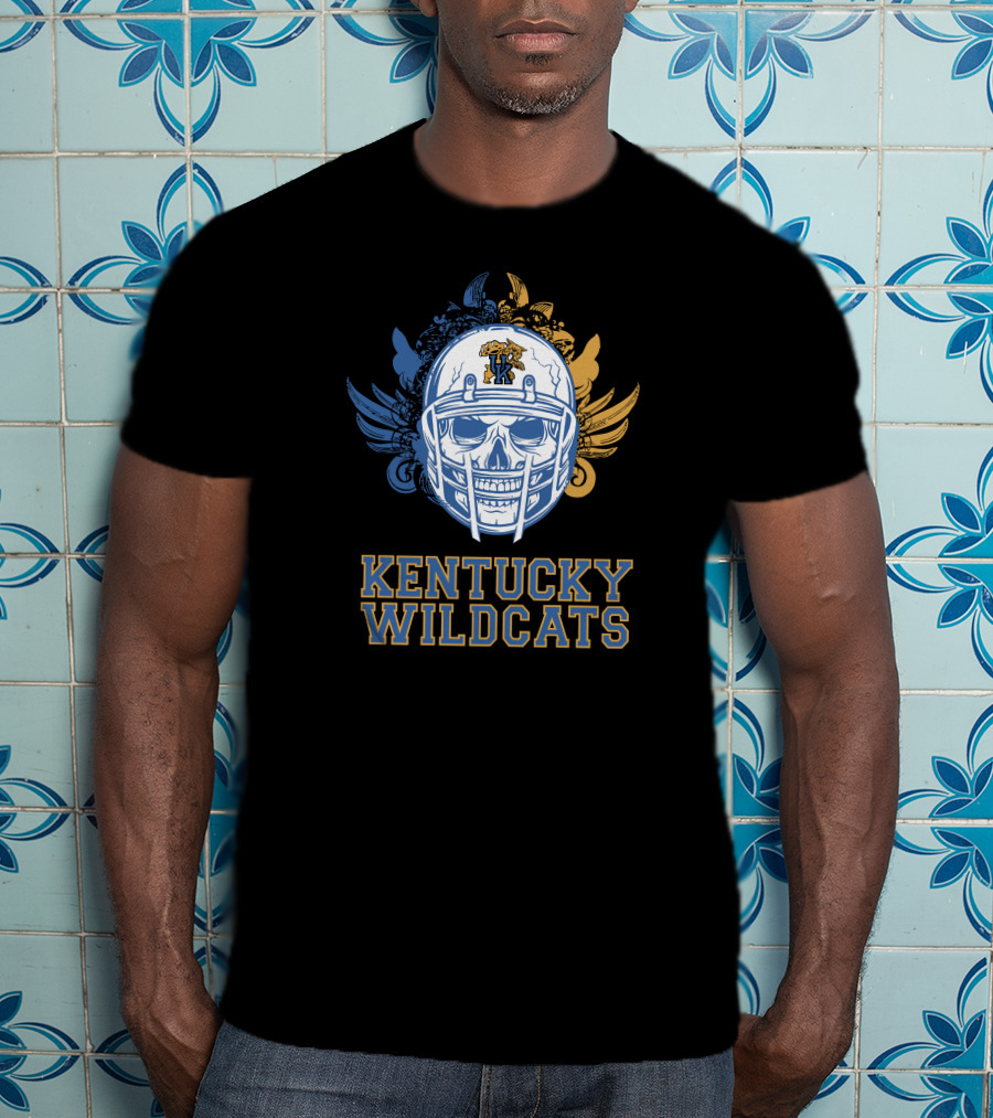 Kentucky Wildcats Skull Football Helmet T-Shirt