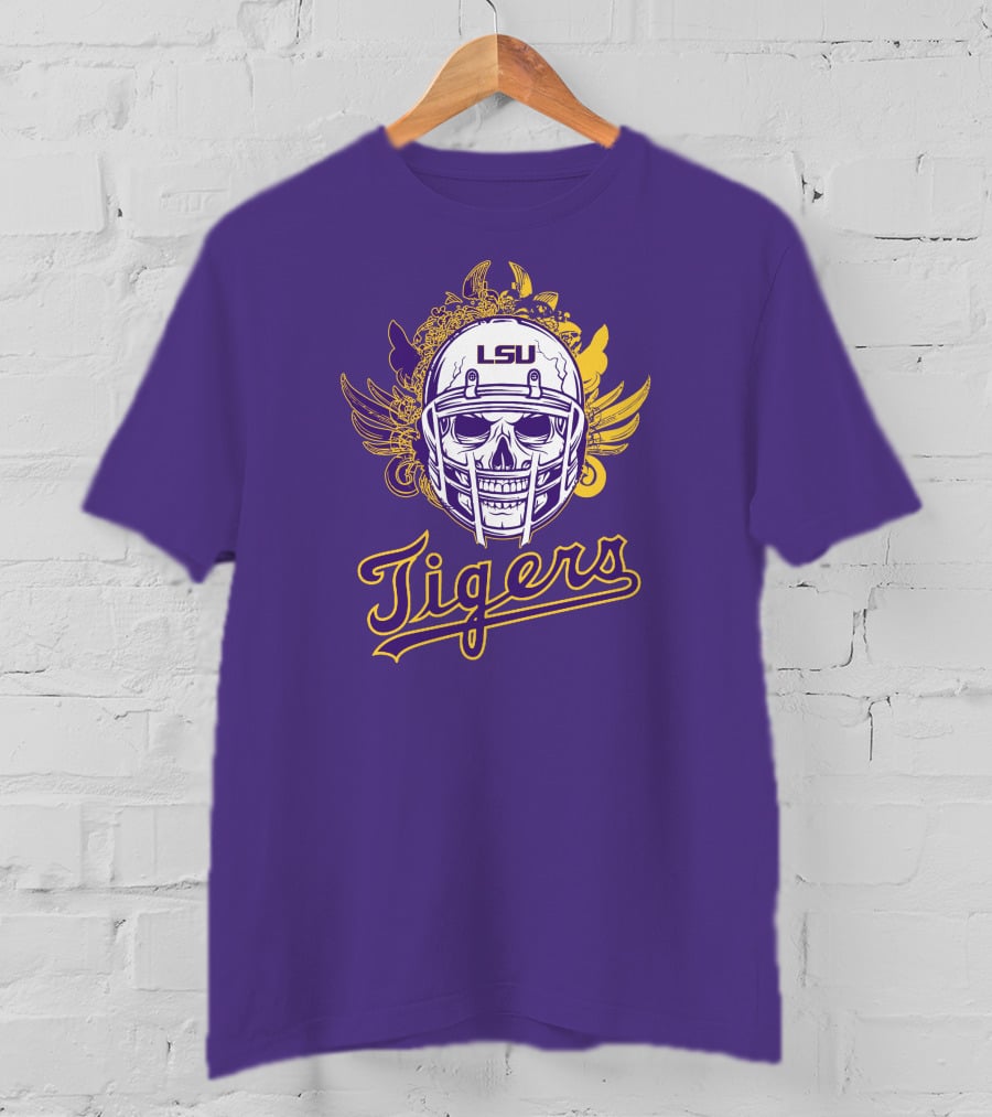 LSU Tigers Skull Helmet With Wings T-Shirt