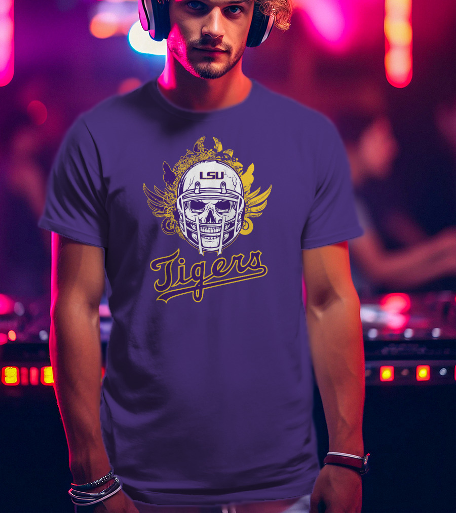 LSU Tigers Skull Helmet With Wings T-Shirt