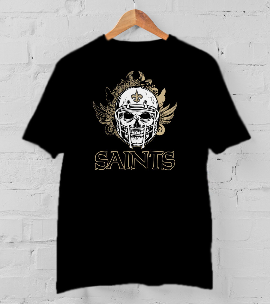 New Orleans Saints Skull Helmet Fleur-de-Lis Wings T-Shirt