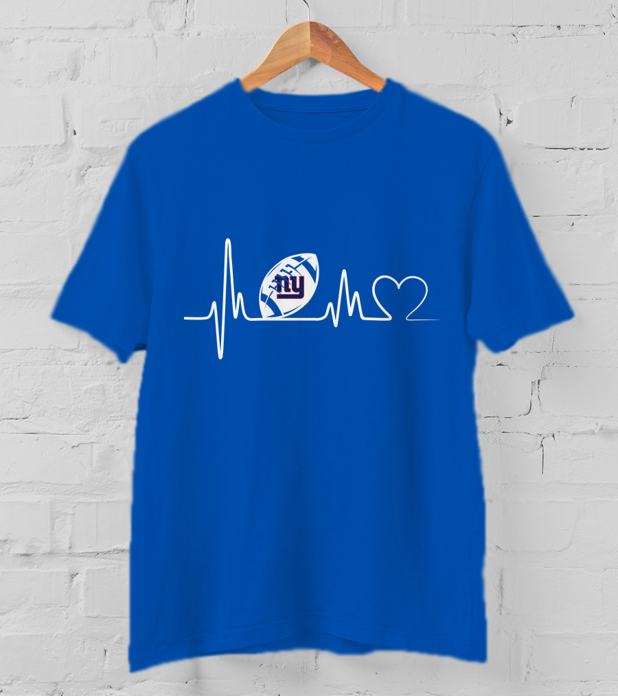 New York Giants Heartbeat Football T-Shirt
