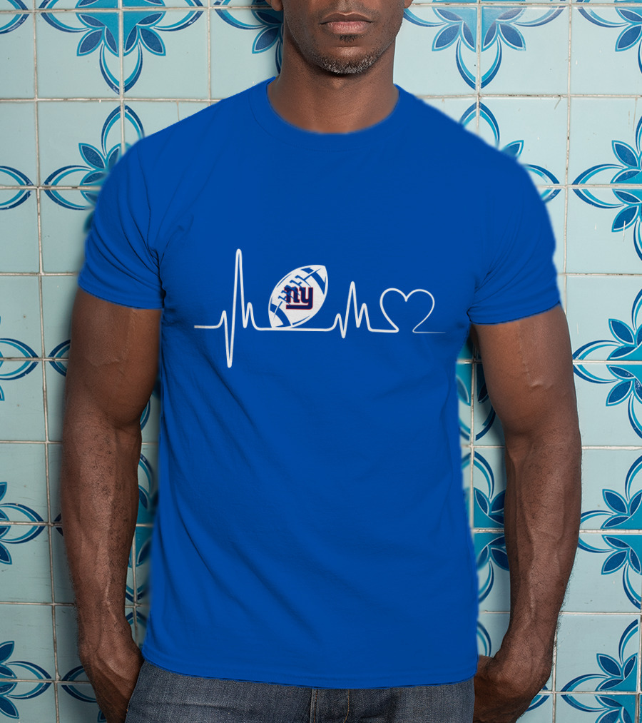 New York Giants Heartbeat Football T-Shirt