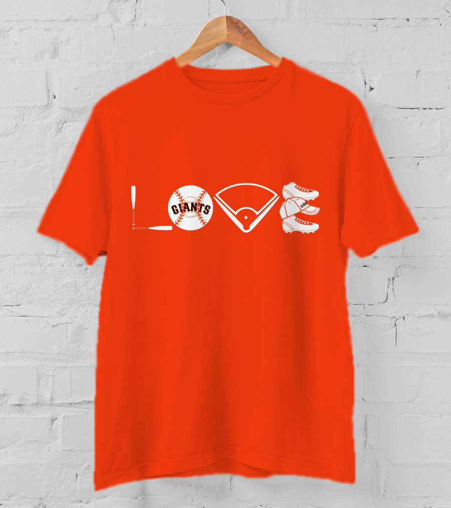 Love San Francisco Giants Baseball Giants Cleats Homeplate Bat T-Shirt
