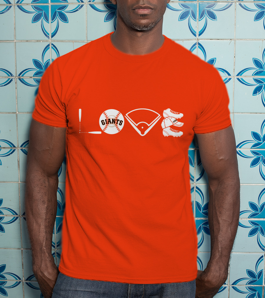 Love San Francisco Giants Baseball Giants Cleats Homeplate Bat T-Shirt