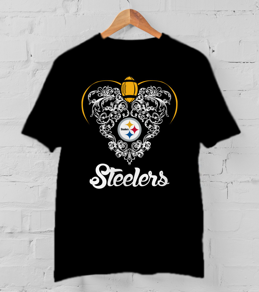 Steelers Football Emblem With Ornate Flourish T-Shirt