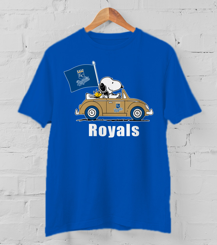 Royals Snoopy KC Royals Flag Peanuts Car T-Shirt