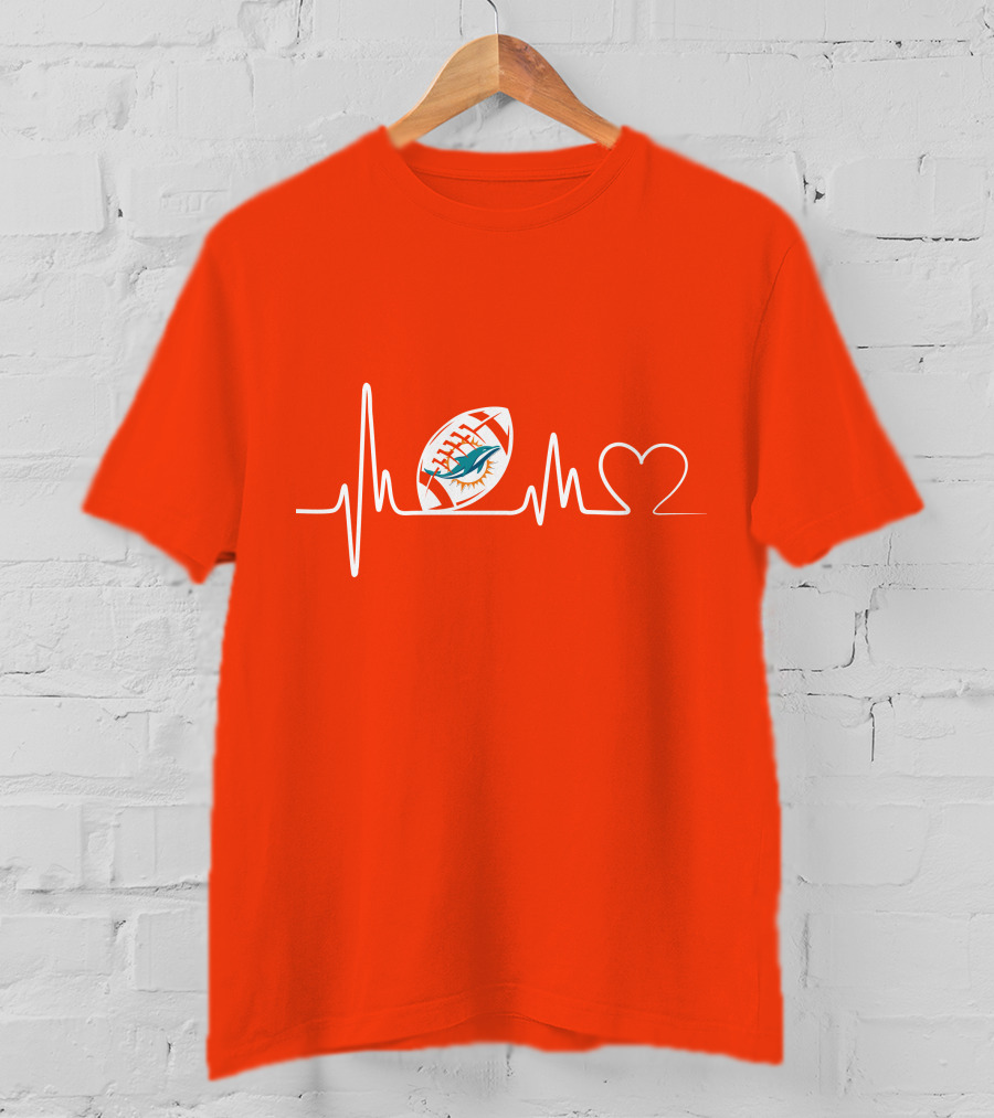 Miami Dolphins Football Heartbeat Pulse T-Shirt
