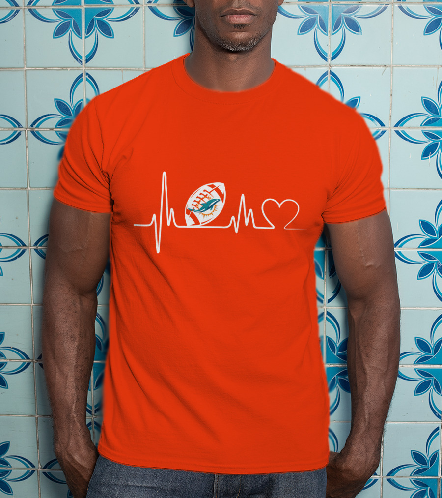 Miami Dolphins Football Heartbeat Pulse T-Shirt