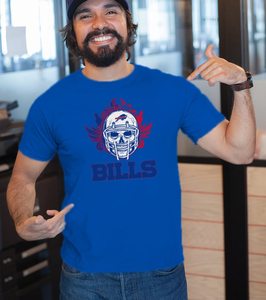 Buffalo Bills Skull Helmet Wings T-Shirt