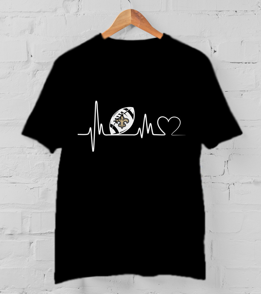 New Orleans Saints Heartbeat Football Fleur-de-Lis T-Shirt