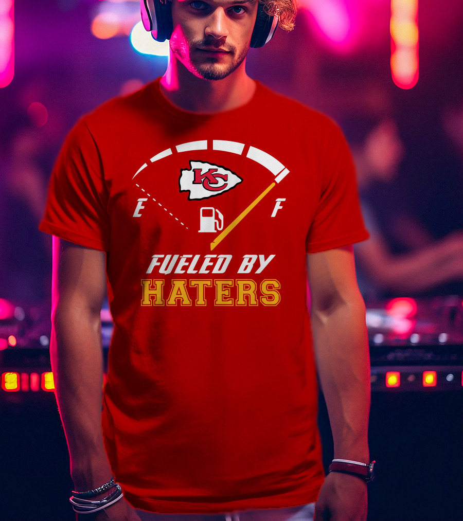 Kansas City Chiefs KC Logo Fueled By Haters Fuel Gauge T-Shirt