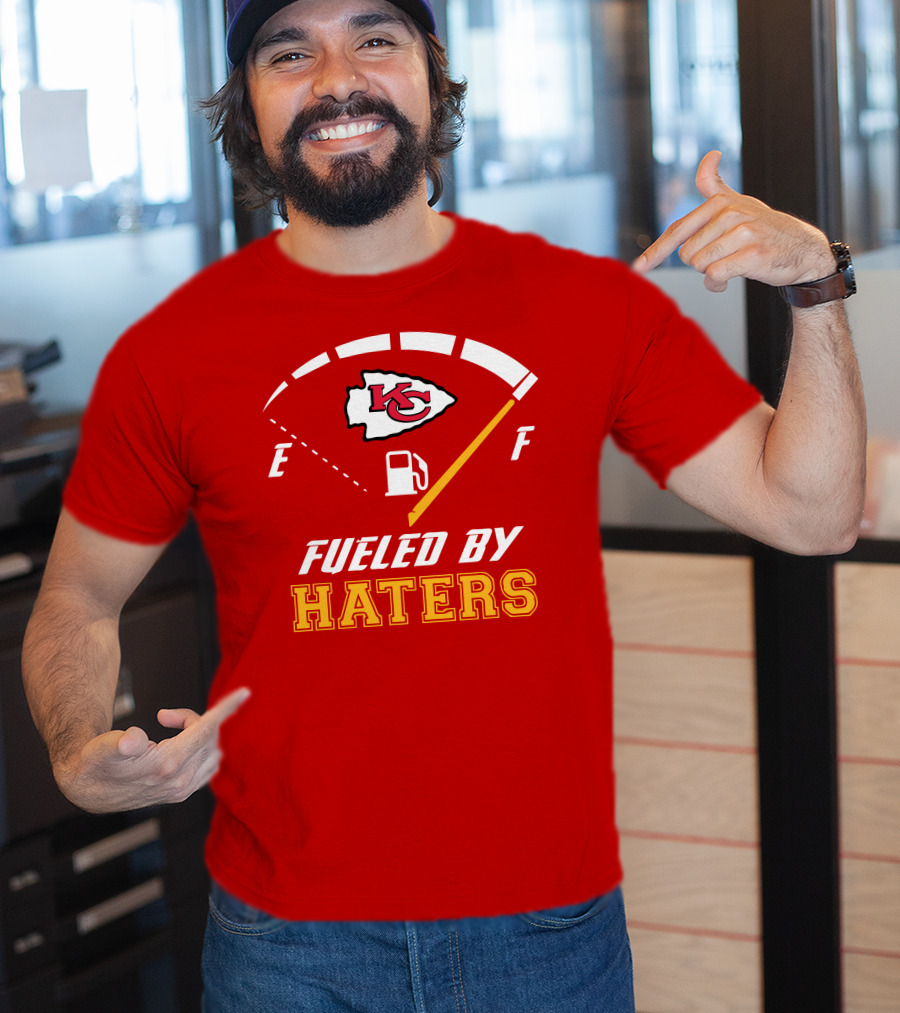 Kansas City Chiefs KC Logo Fueled By Haters Fuel Gauge T-Shirt