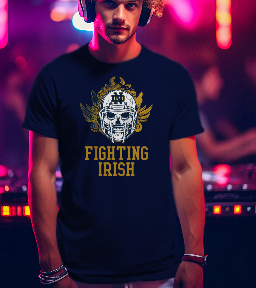 Notre Dame Fighting Irish Skull Helmet Emblem T-Shirt