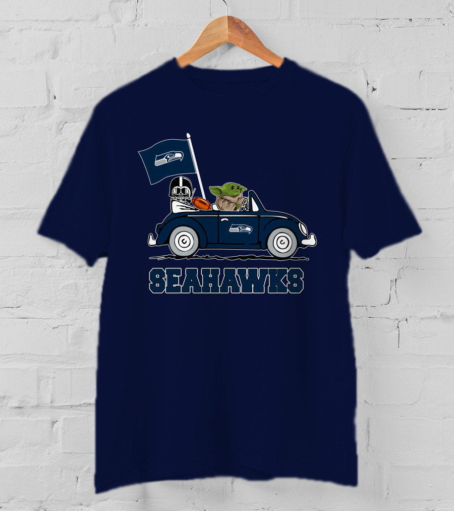 Seahawks Darth Vader Baby Yoda Car Star Wars T-Shirt