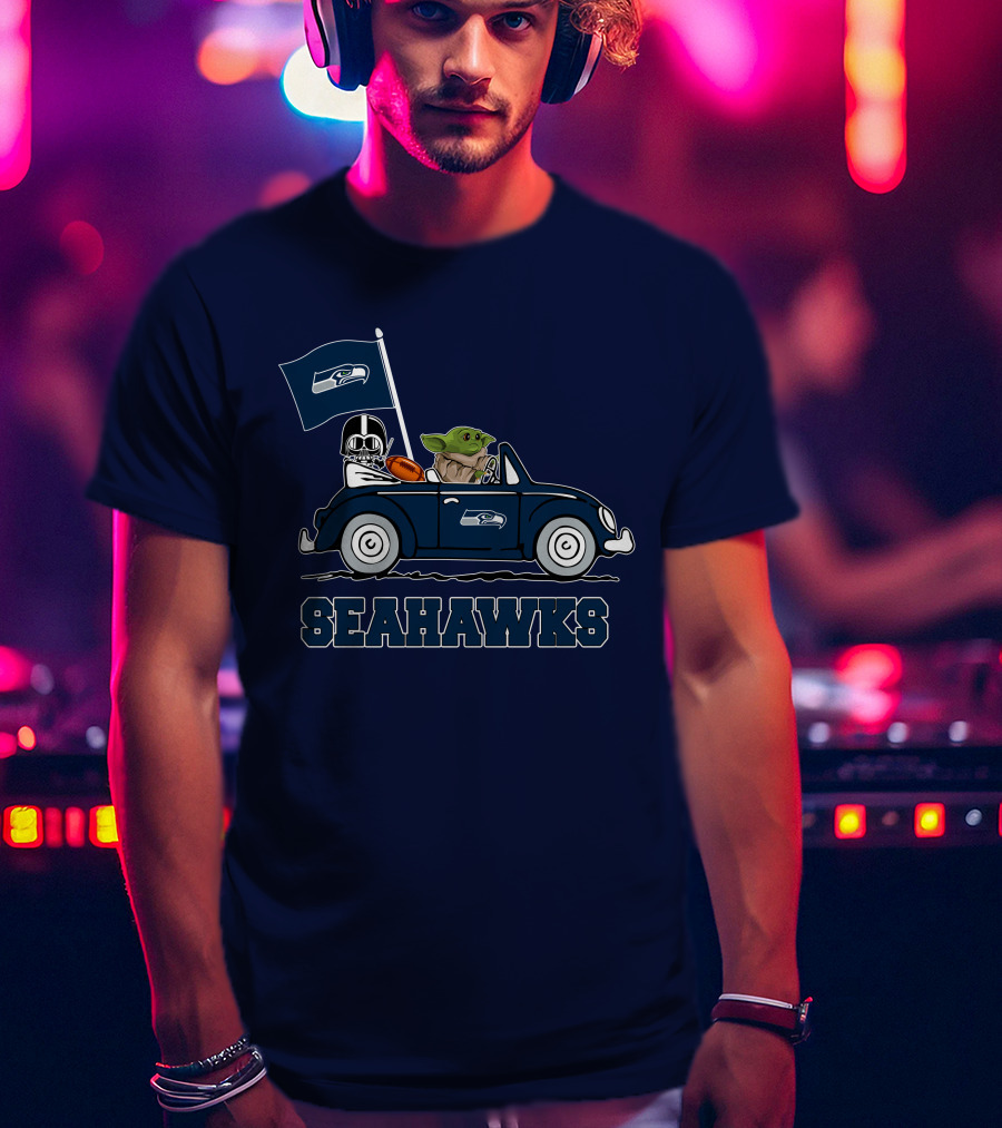 Seahawks Darth Vader Baby Yoda Car Star Wars T-Shirt
