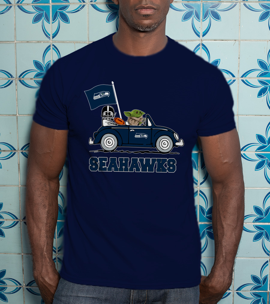 Seahawks Darth Vader Baby Yoda Car Star Wars T-Shirt