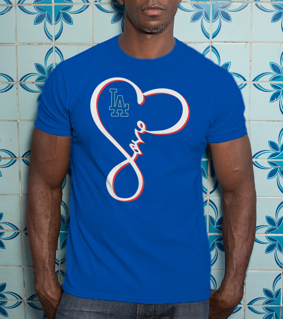 LA Dodgers Love Script With Heart-Shaped T-Shirt